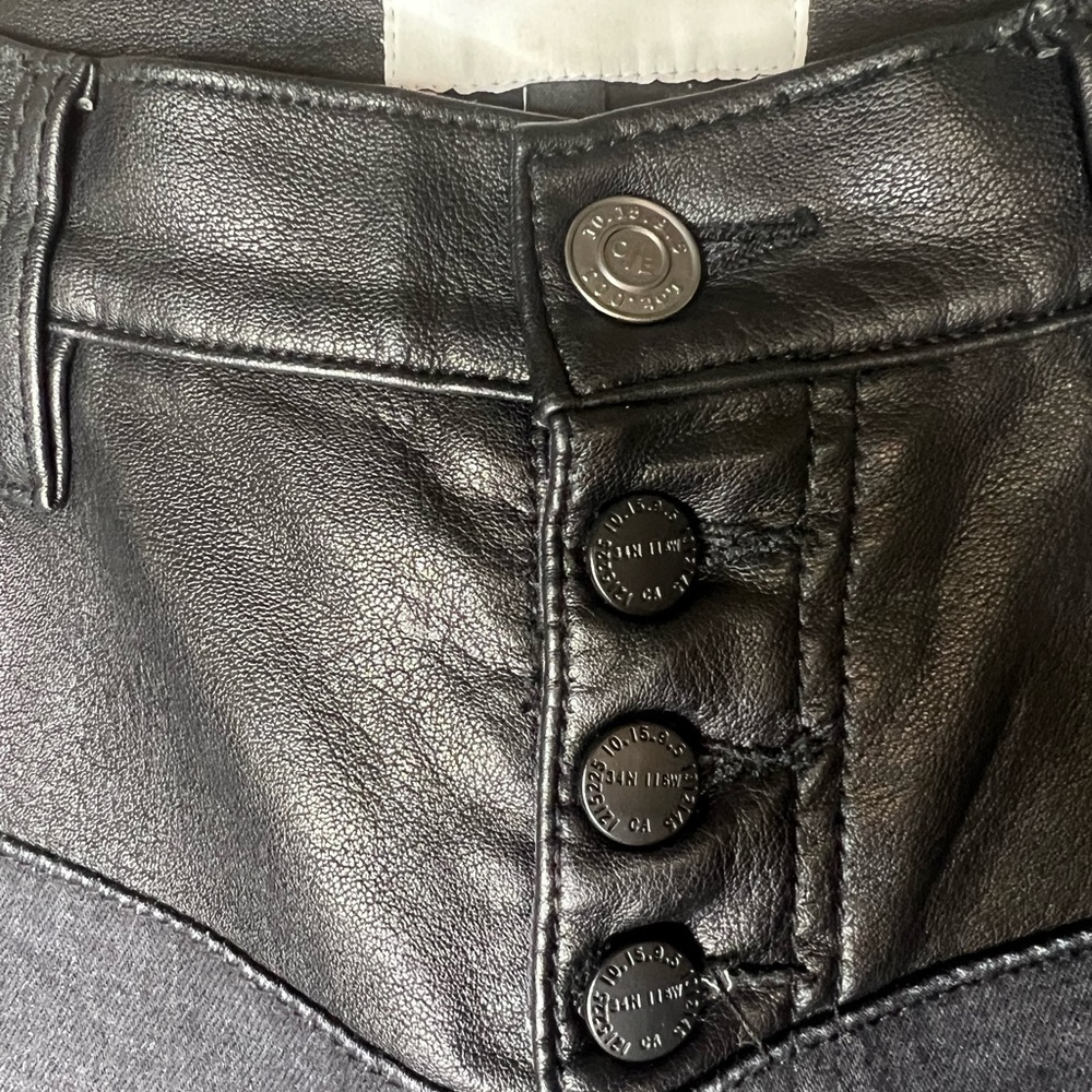 Current/Elliott The Fused High Rise Vegan Leather Contrast Stiletto Jean - Picture 6 of 10